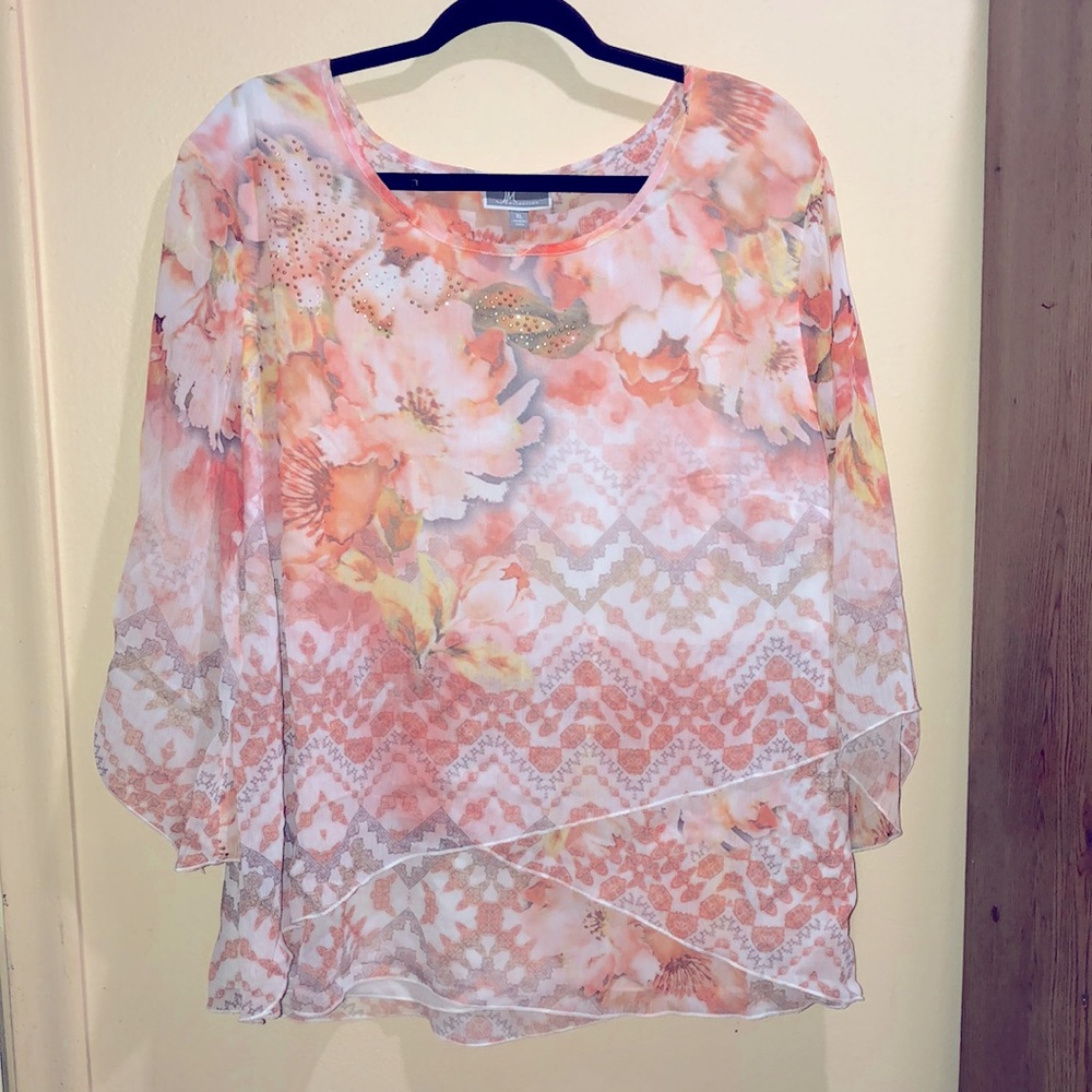 JM collection 🌟 stunning sheer floral blouse